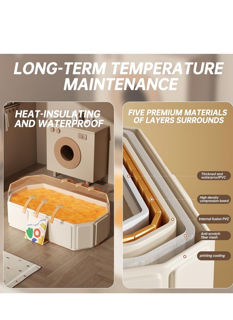 Baby Folding Bathtub, Kids Bathtub with Non-Slip Base, with Thermostatic System, for 0-5 Years Old, Travel Essential, Indoor/Outdoor Use, Easy Storage