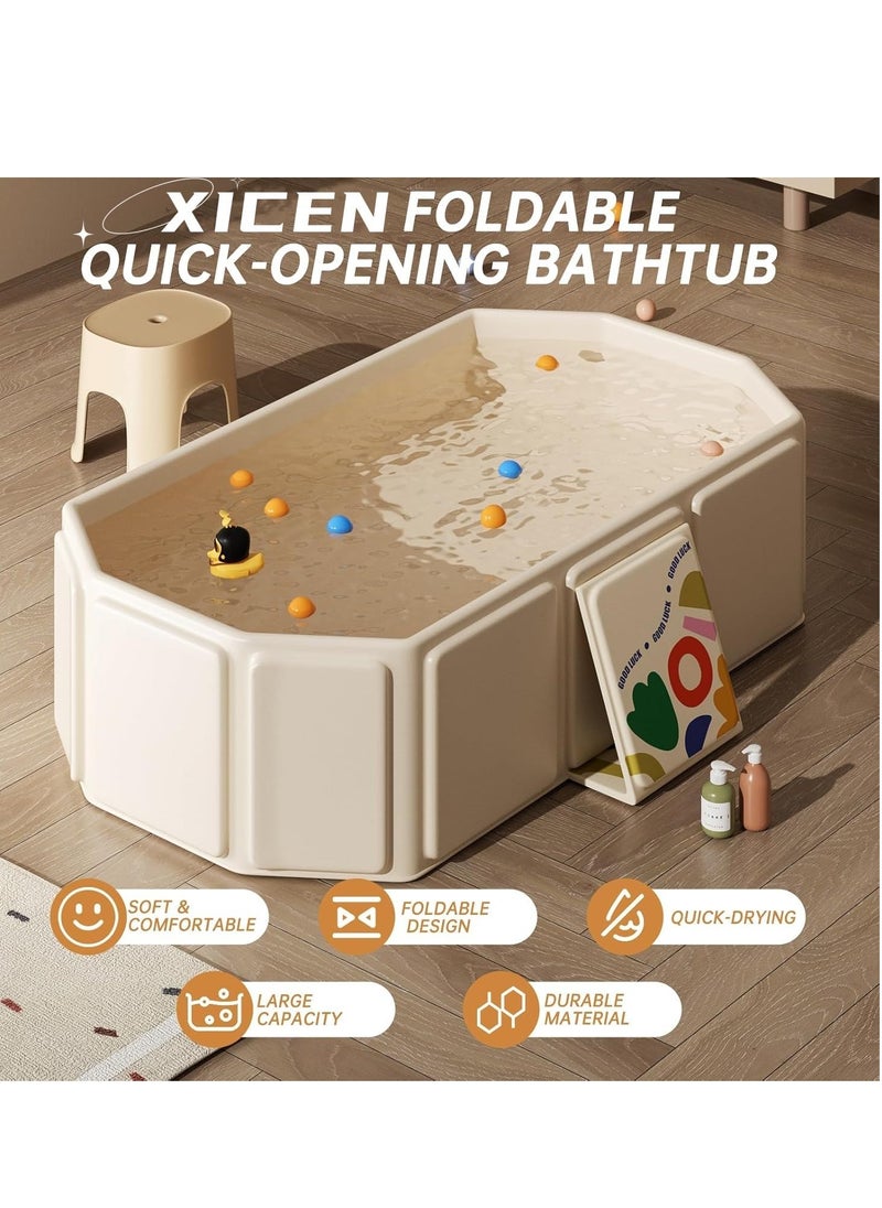 Baby Folding Bathtub, Kids Bathtub with Non-Slip Base, with Thermostatic System, for 0-5 Years Old, Travel Essential, Indoor/Outdoor Use, Easy Storage