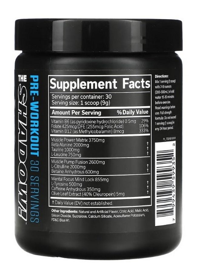 The Shadow Pre Workout Blue Raspberry 9.5 oz 270 g