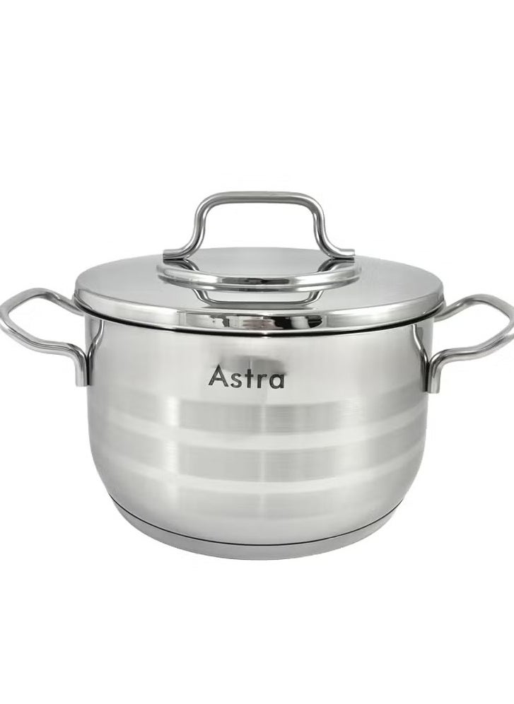 ASTRA Premium 3.8L Stainless Steel Casserole Pot – 20×12 cm Oven-Safe Cookware for Casseroles, Roasts & Stews | Durable, Even-Heat & Dishwasher Safe | Made in Turkey