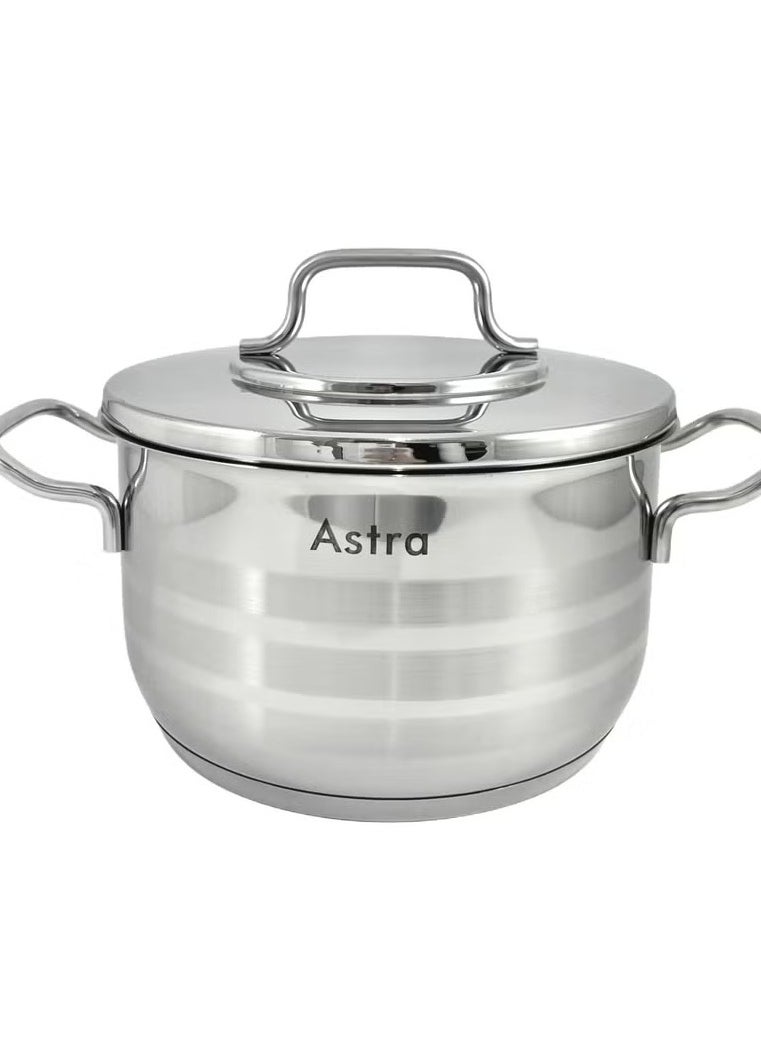 ASTRA Premium 3.8L Stainless Steel Casserole Pot – 20×12 cm Oven-Safe Cookware for Casseroles, Roasts & Stews | Durable, Even-Heat & Dishwasher Safe | Made in Turkey