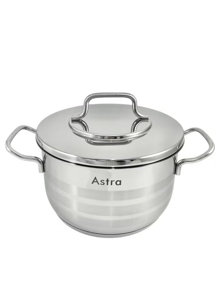 ASTRA Premium 3.8L Stainless Steel Casserole Pot – 20×12 cm Oven-Safe Cookware for Casseroles, Roasts & Stews | Durable, Even-Heat & Dishwasher Safe | Made in Turkey