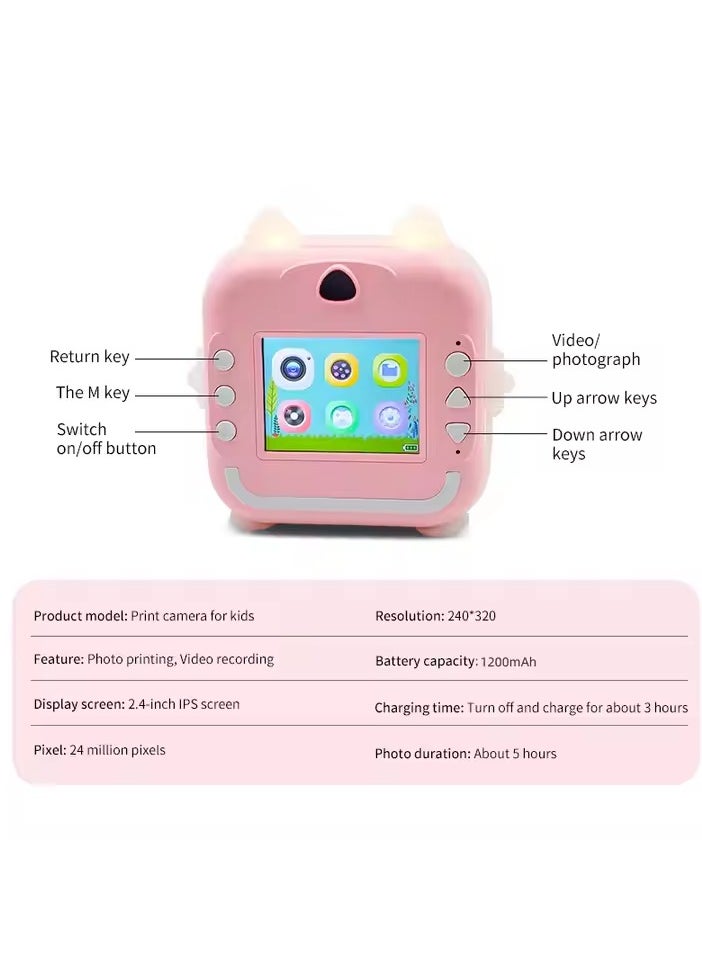 Mini Instant Print Kids Camera Zero Ink Photo Cameras Assorted Colors