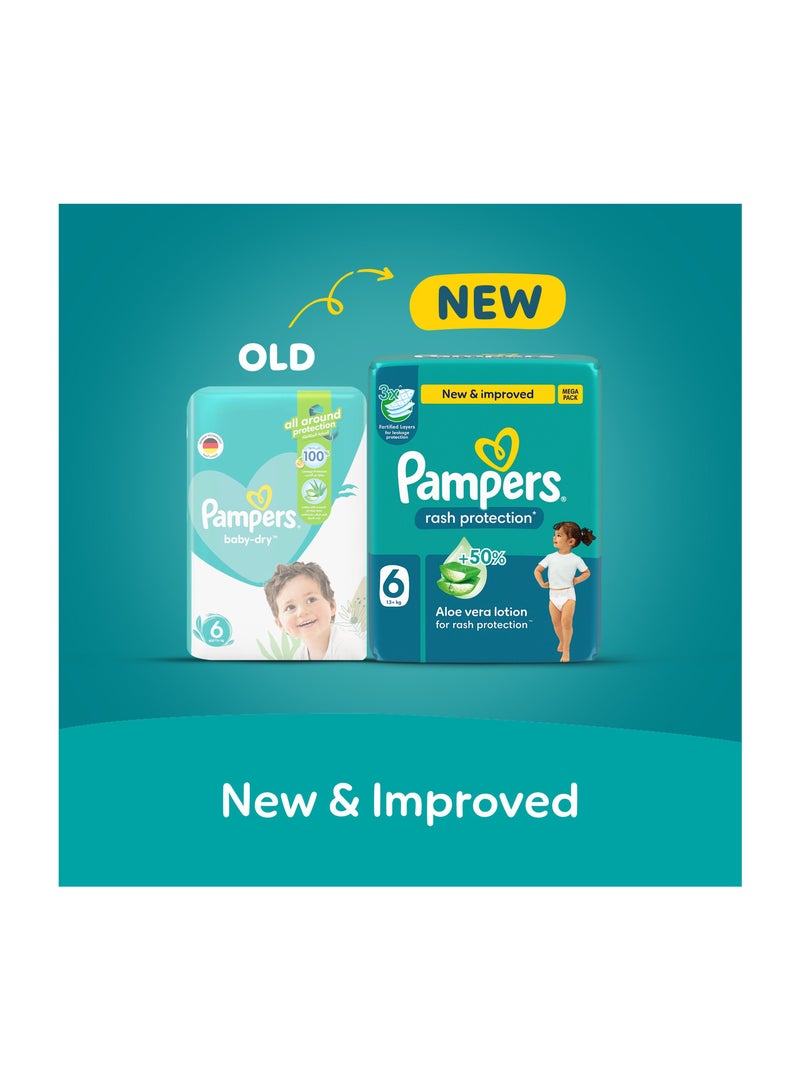 Rash Protection Taped Diapers Size 6 13+kg Aloe Vera Lotion For Rash Protection - 138 Count