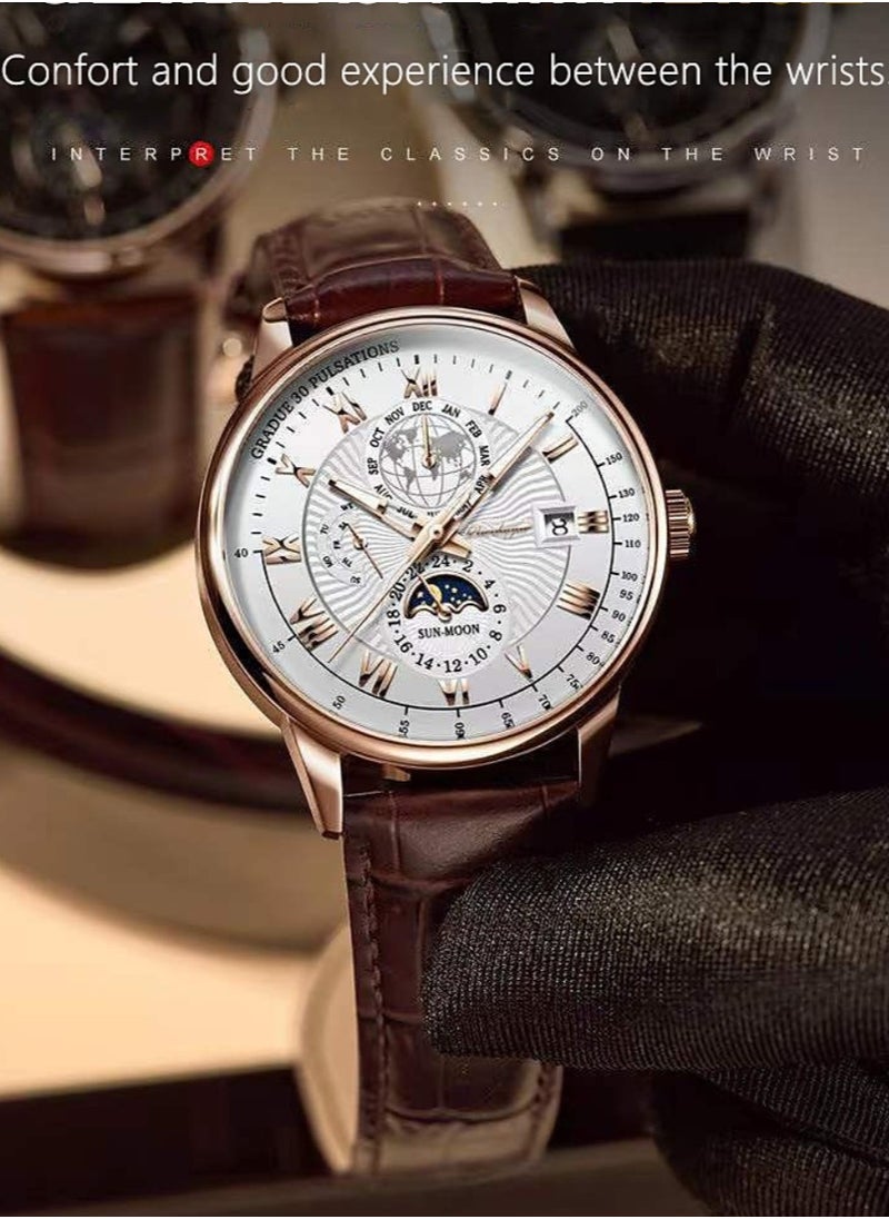 Man Watch,Waterproof Luminous Classic Leather Watch For Man 40mm
