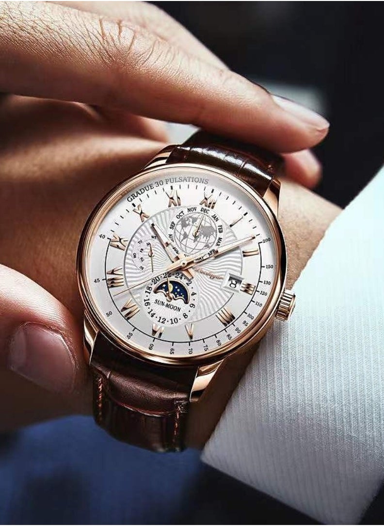 Man Watch,Waterproof Luminous Classic Leather Watch For Man 40mm