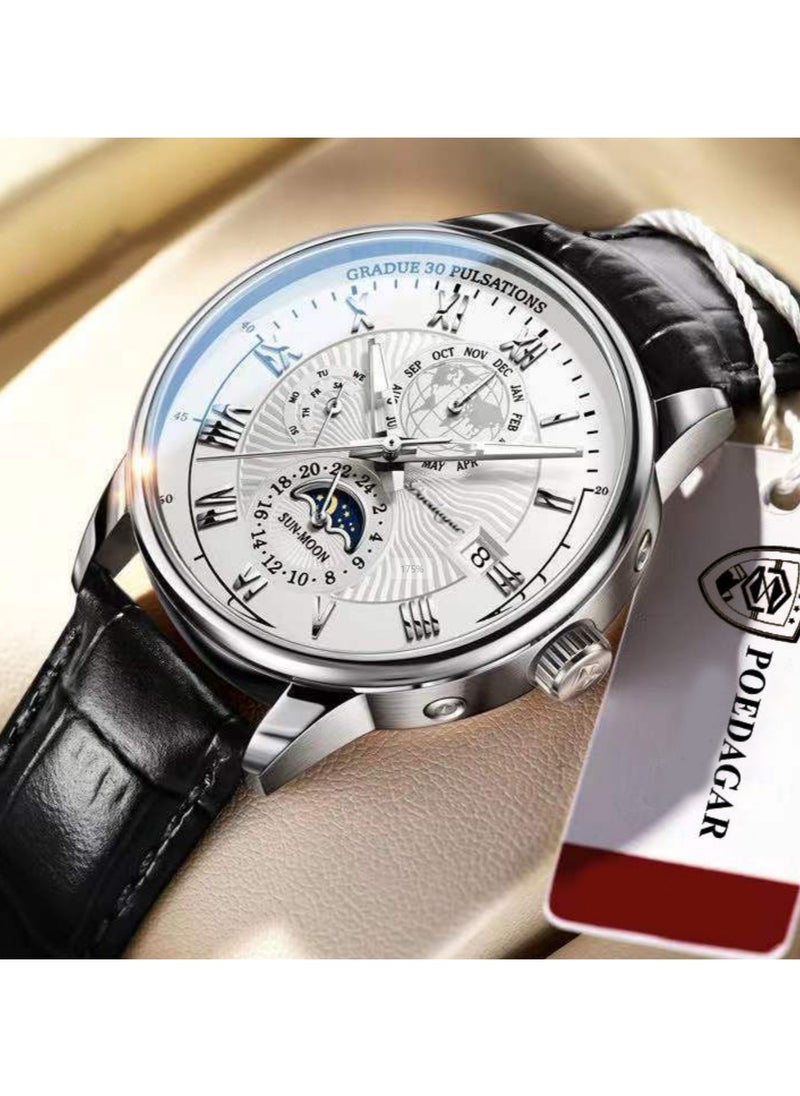 Man Watch,Waterproof Luminous Classic Leather Watch For Man 40mm