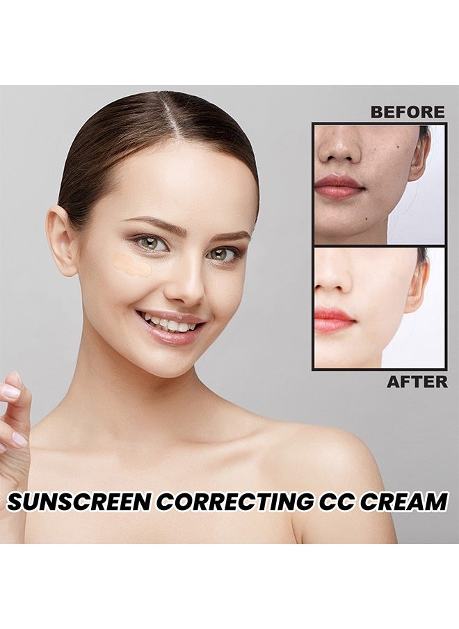 50+UVA/UVB Physical Suncreen，CC Cream SPF 50, CC Cream Foundation, Lightweight Full Coverage Hydrating Serum, Control Oil and Moisturize Waterproof Long Lasting Matte Color Correcting Cream（#01 Light） 30ml