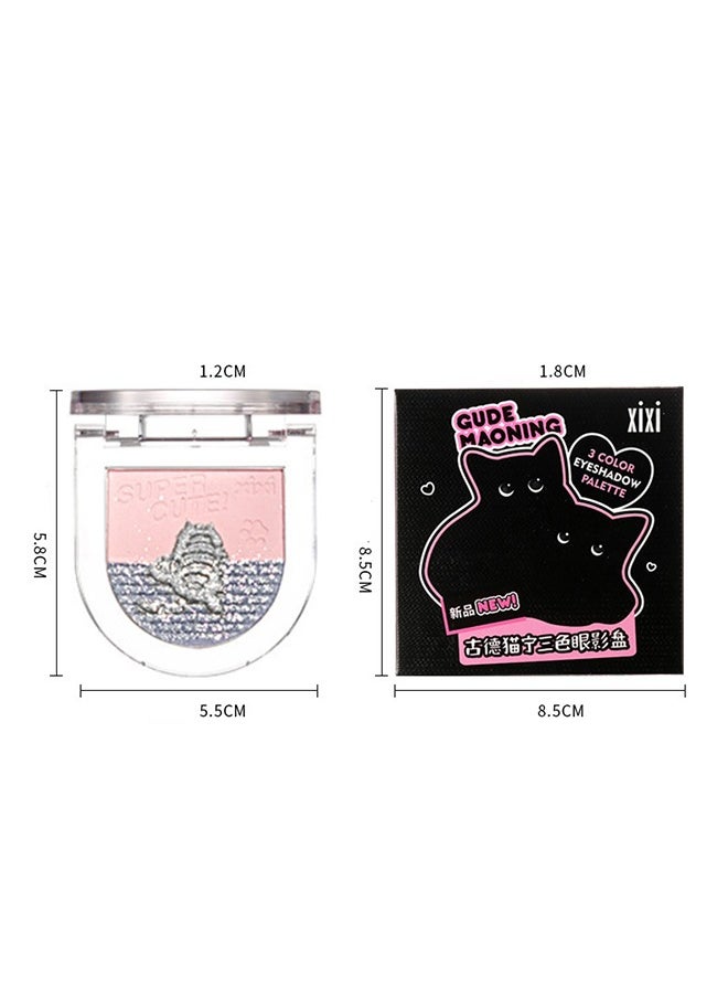3 Color Eyeshadow Palette-Eyeshadow and Highlighter Palette, 3 in 1 Makeup Powder Palette, Cruelty-Free Matte Eyeshadow, Shimmer Illuminator Highlighters for a Glowing Look,#04 Baby Pink & Sea Blue