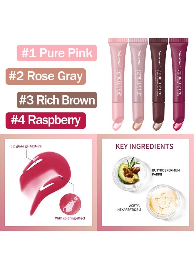 Peptide Lip Tint ,2 in 1 Lip Gloss and Lip Treatment Plumper and Softer Lips Restore Replenish Dry Lips Lip Color Lipstick Lip Gloss Hydrating Moisturizing Lip Gloss 10ml #03 Rich Brown