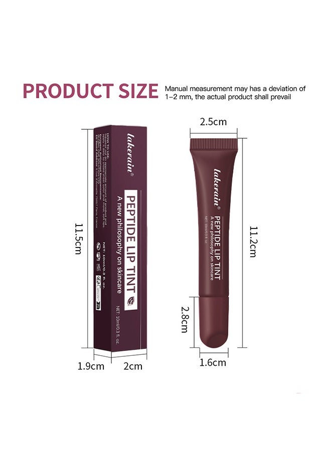 Peptide Lip Tint ,2 in 1 Lip Gloss and Lip Treatment Plumper and Softer Lips Restore Replenish Dry Lips Lip Color Lipstick Lip Gloss Hydrating Moisturizing Lip Gloss 10ml #03 Rich Brown