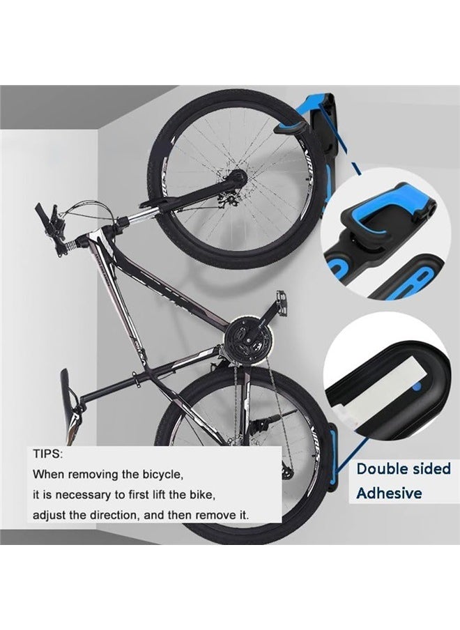 Wall Mounted Hook Bicycle Holder，Blue Garage Indoor Bike Rack Wall Mount Organizer Hook Bicycle Hanger Storage System Vertical Hanging for Indoor Shed Easily Hang Heavy Duty Space Saving for Road Mountain Hybrid Bikes