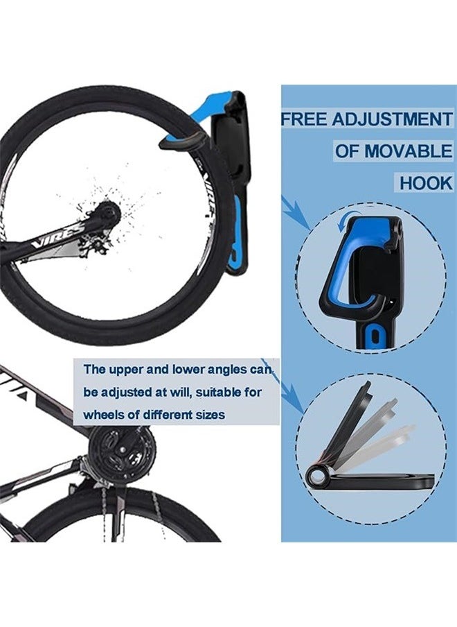 Wall Mounted Hook Bicycle Holder，Blue Garage Indoor Bike Rack Wall Mount Organizer Hook Bicycle Hanger Storage System Vertical Hanging for Indoor Shed Easily Hang Heavy Duty Space Saving for Road Mountain Hybrid Bikes