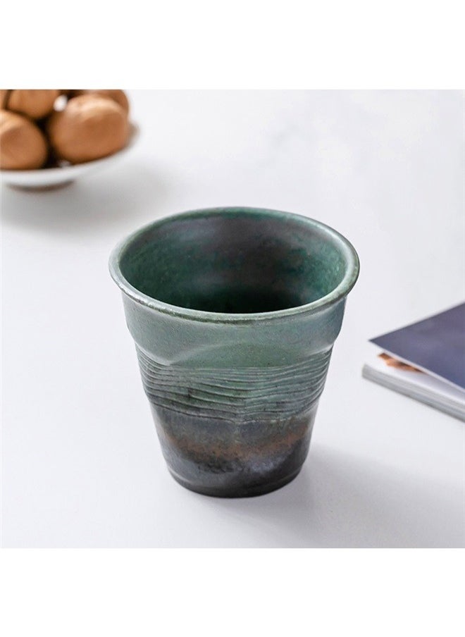Porcelain Finger Press Cup 8.5cm，200ml Rough Pottery Coffee Cup Creative Milk Cup Irregular Ceramic Latte Cup Retro Tea Cup Kitchen Gradient Ceramic Cup
