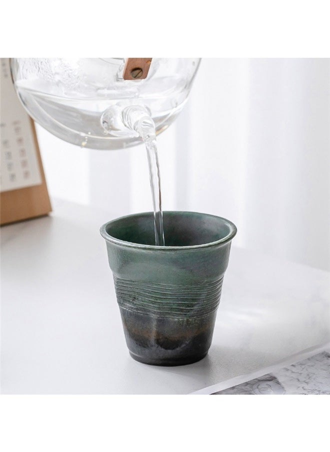 Porcelain Finger Press Cup 8.5cm，200ml Rough Pottery Coffee Cup Creative Milk Cup Irregular Ceramic Latte Cup Retro Tea Cup Kitchen Gradient Ceramic Cup