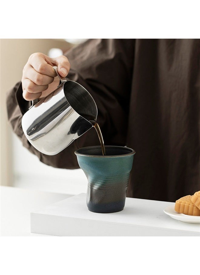 Porcelain Finger Press Cup 8.5cm，200ml Rough Pottery Coffee Cup Creative Milk Cup Irregular Ceramic Latte Cup Retro Tea Cup Kitchen Gradient Ceramic Cup