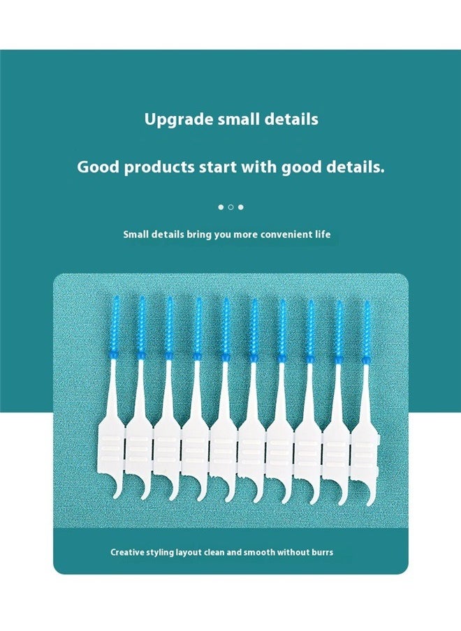200-Piece Interdental Brush White/Blue， Interdental Brushes Double-Ended Silicone Toothpick Dual-Ended Dental Floss Pick with Silicone Bristles Disposable Dental Brushes Between Teeth