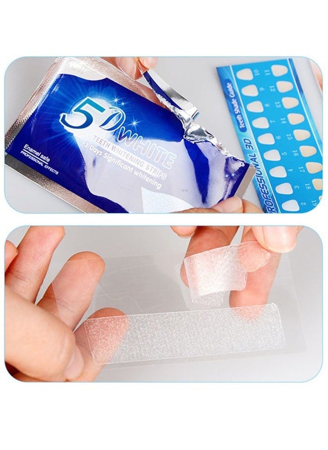 5D White Teeth Whitening Strips— Oral Hygiene Care Strip -for false Teeth Dental Bleaching System Gel （7 Sets）