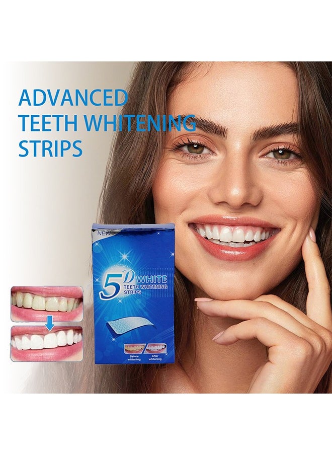 5D White Teeth Whitening Strips— Oral Hygiene Care Strip -for false Teeth Dental Bleaching System Gel （7 Sets）