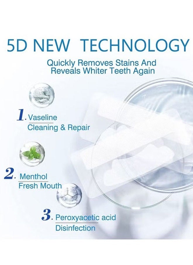 5D White Teeth Whitening Strips— Oral Hygiene Care Strip -for false Teeth Dental Bleaching System Gel （7 Sets）