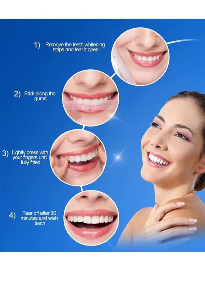 5D White Teeth Whitening Strips— Oral Hygiene Care Strip -for false Teeth Dental Bleaching System Gel （7 Sets）