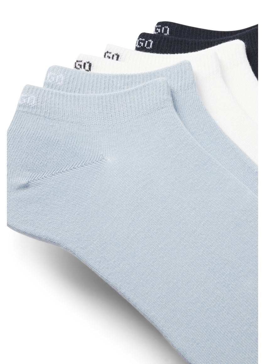 Six-pack of cotton-blend ankle socks with logos