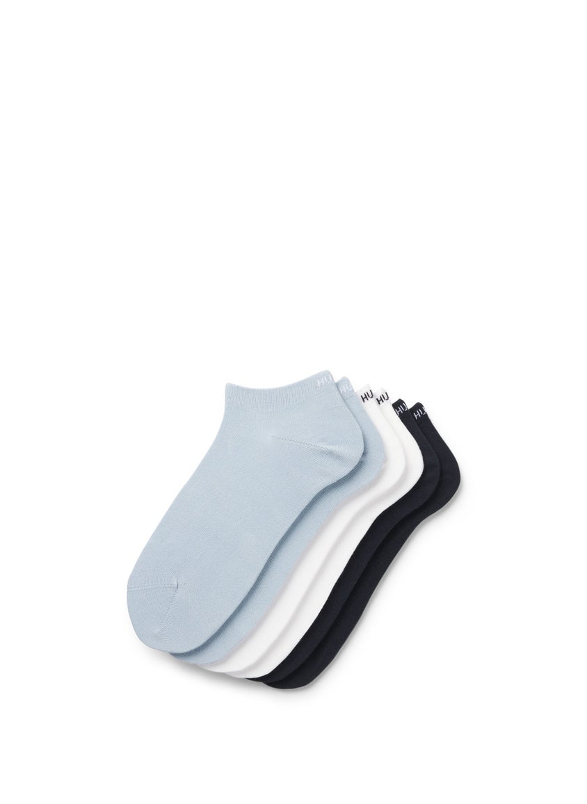 Six-pack of cotton-blend ankle socks with logos