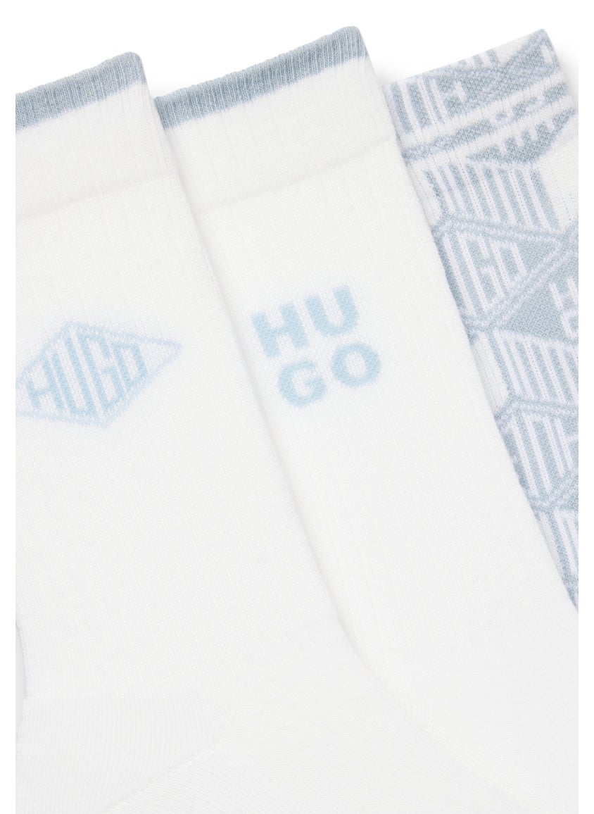 Three-pack of ribbed short socks with logo details