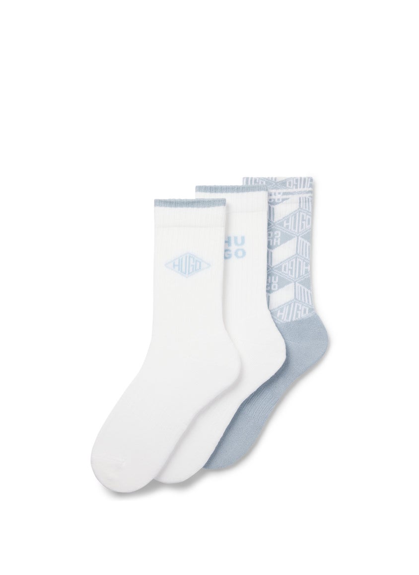 Three-pack of ribbed short socks with logo details