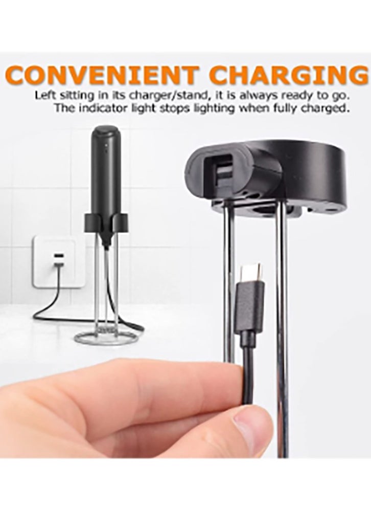 Milk Frother, Handheld Rechargeable Milk Frother with Stand, Electric Frother, 3 Speeds, Beverage Blender with High Power 13000 RPM Motor, Caffe Latte Cappuccino Hot Chocolate Mini Blender