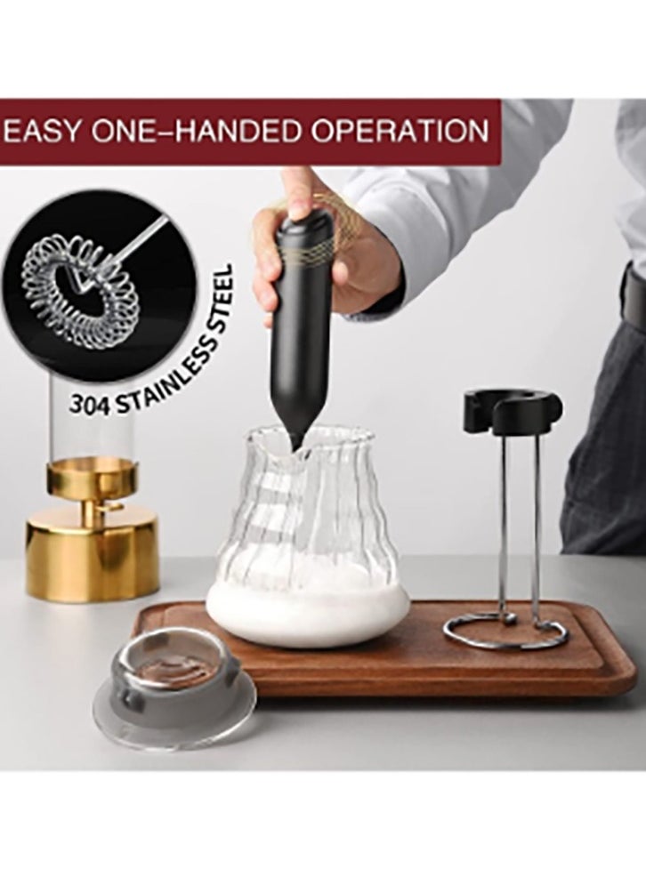 Milk Frother, Handheld Rechargeable Milk Frother with Stand, Electric Frother, 3 Speeds, Beverage Blender with High Power 13000 RPM Motor, Caffe Latte Cappuccino Hot Chocolate Mini Blender