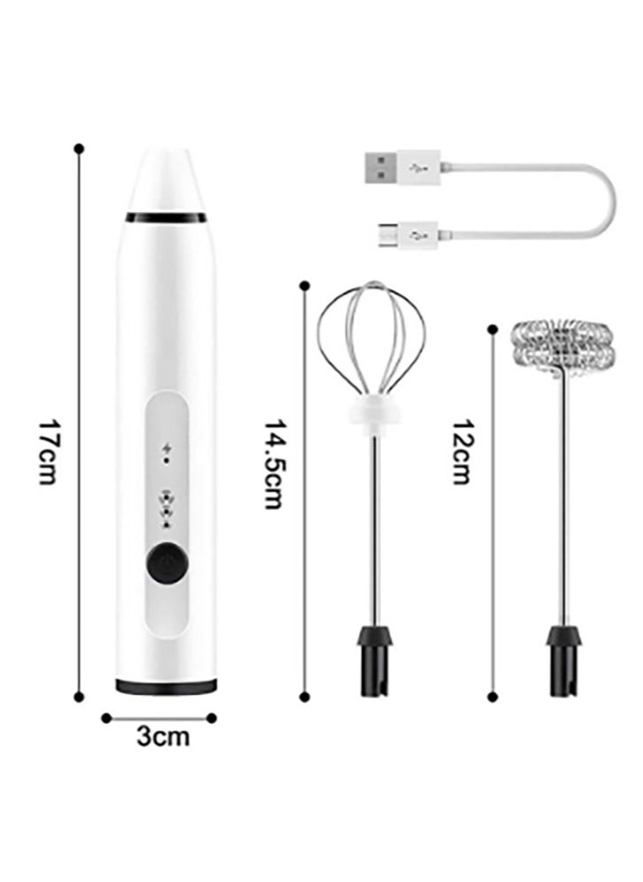 Milk Frother Handheld Blender Frother with 2 Heads, Coffee Whisk Froth Blender with USB Rechargeable 3-Speed, Electric Mini Portable Blender Kitchen Mixing Tools Manual Frother for Cappuccino