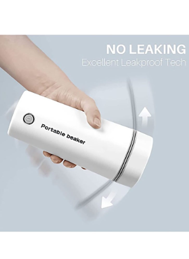 Portable Electric Kettle Stainless Steel Liner Travel Electric Cup Household Mini Heating Teapot Quick Cooking Single Cup Water Heater 350ml Thermos Bottle (White)