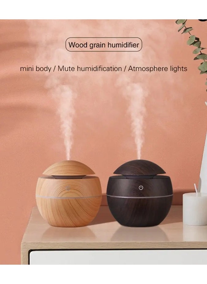 2 Pcs Home Wood Grain Air Humidifier Purifier Aroma Diffuser USB Ultrasonic Cool Mist Sprayer Essential Oil Fragrance