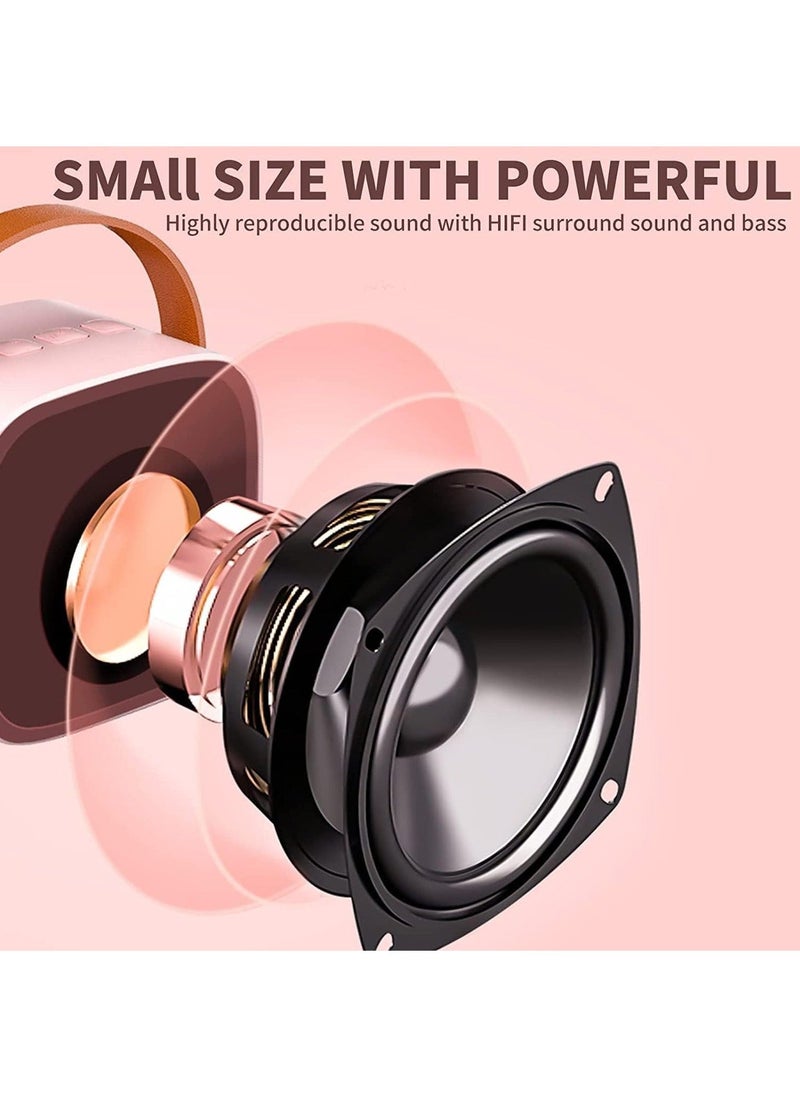 Mini Karaoke Machine for Kids, Portable Bluetooth Speaker with 2 Wireless Microphone for Adults with Led Lights, Karaoke Gifts for Girls and Boys Birthday Home Party(Pink)