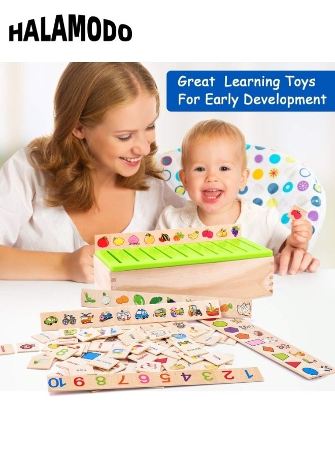Wooden Montessori Toys for Kids Toddler Preschool Toys Color Shape Matching Sorting Box Preschool Learning Activities Sensory Bin Autism Puzzles Great Gift for 1-3 Boys Girls
