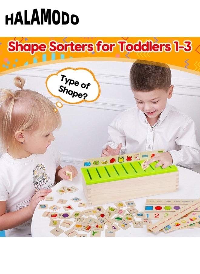 Wooden Montessori Toys for Kids Toddler Preschool Toys Color Shape Matching Sorting Box Preschool Learning Activities Sensory Bin Autism Puzzles Great Gift for 1-3 Boys Girls