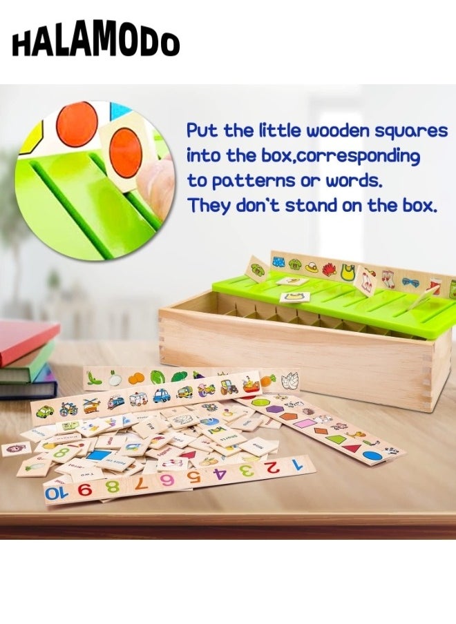 Wooden Montessori Toys for Kids Toddler Preschool Toys Color Shape Matching Sorting Box Preschool Learning Activities Sensory Bin Autism Puzzles Great Gift for 1-3 Boys Girls