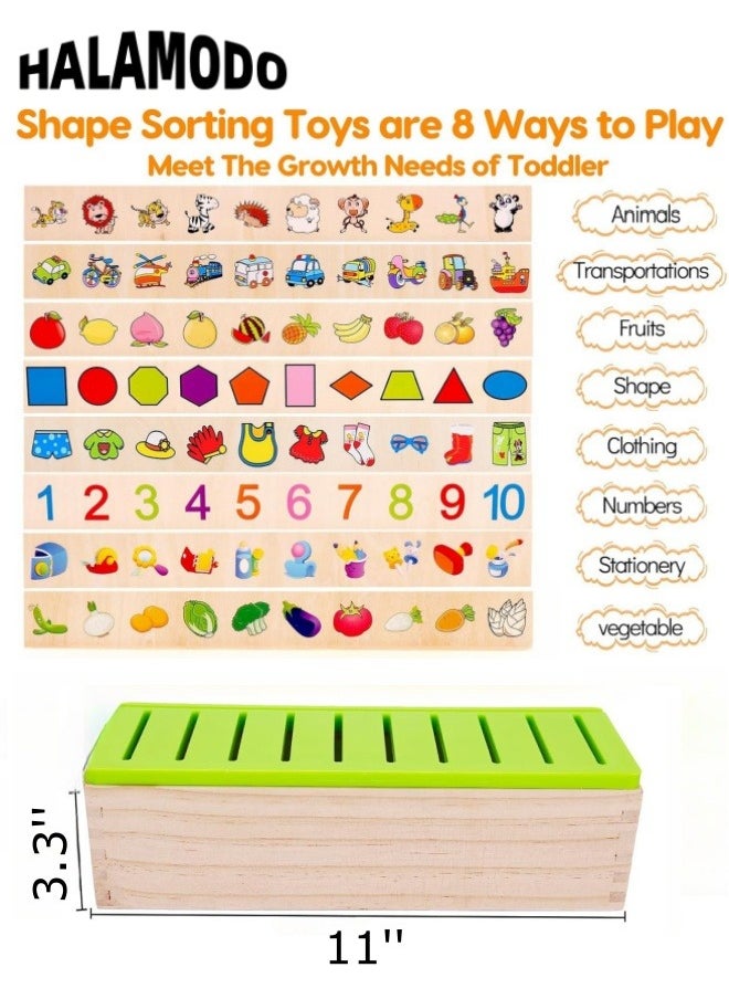 Wooden Montessori Toys for Kids Toddler Preschool Toys Color Shape Matching Sorting Box Preschool Learning Activities Sensory Bin Autism Puzzles Great Gift for 1-3 Boys Girls