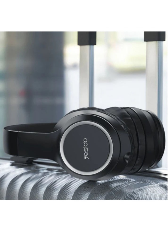 EP03 Wireless Foldable Bluetooth Headphones – Over-Ear BT 5.3 Headset with Hi-Fi Sound, Noise Isolation, Built-in Microphone & USB Charging – Lightweight & Compact for Travel – Black
