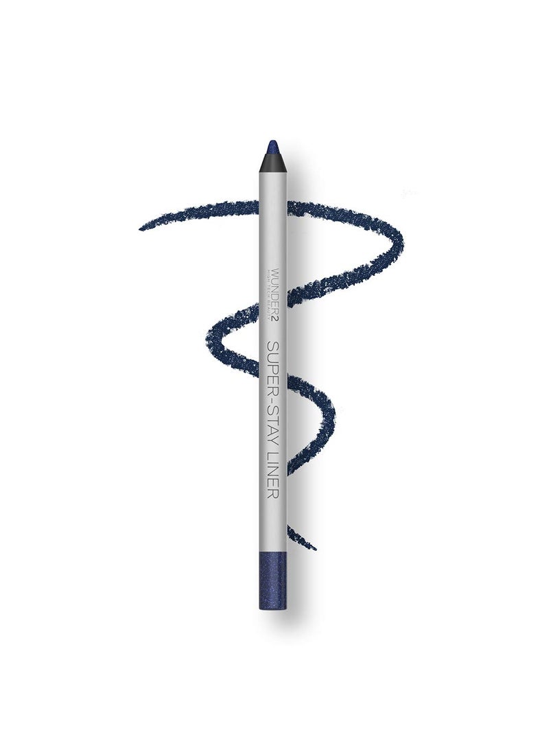Wunder2 SUPER-STAY LINER Makeup Eyeliner Pencil Long Lasting Waterproof Eye Liner, Color Navy Blue Glitter