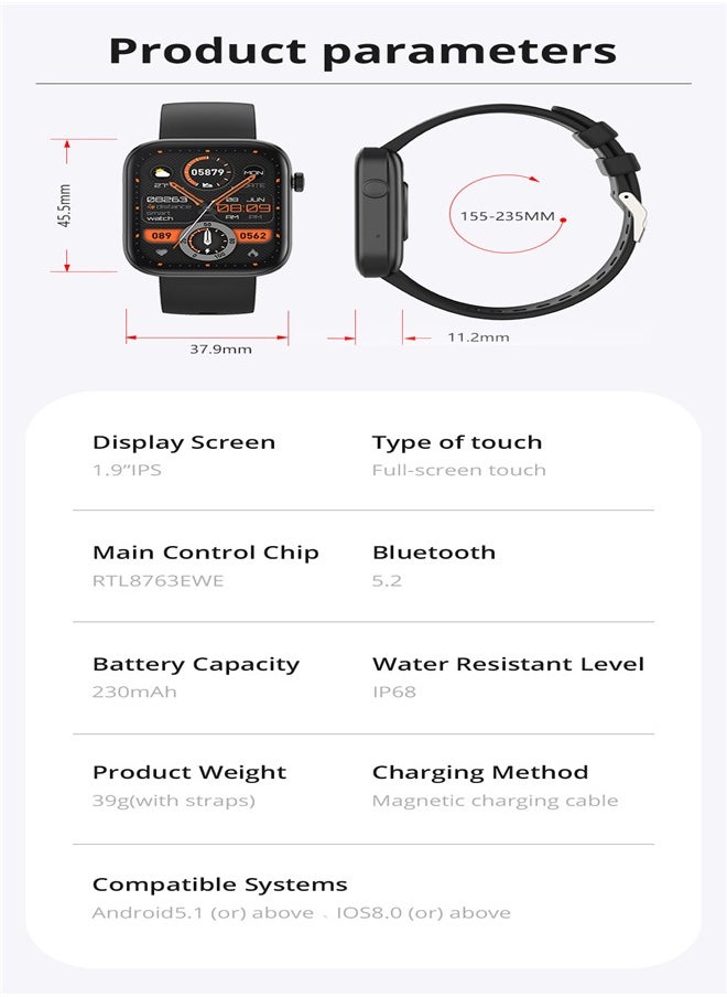 P71 Smart watchy Sport Heart Rate Step Counting IP67 Waterproof Full Screen Smart Watch