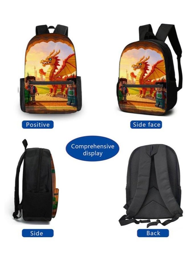 Cartoon three-piece schoolbag with zipper - 509