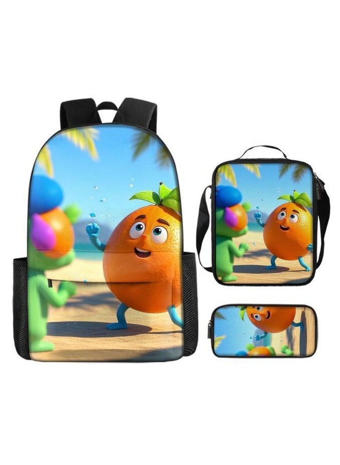 Three-piece set of cartoon characters (schoolbag, for students) - 1053
