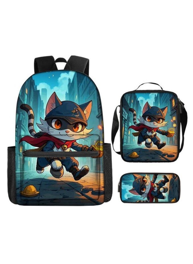 Cartoon three-piece schoolbag with zipper - 216
