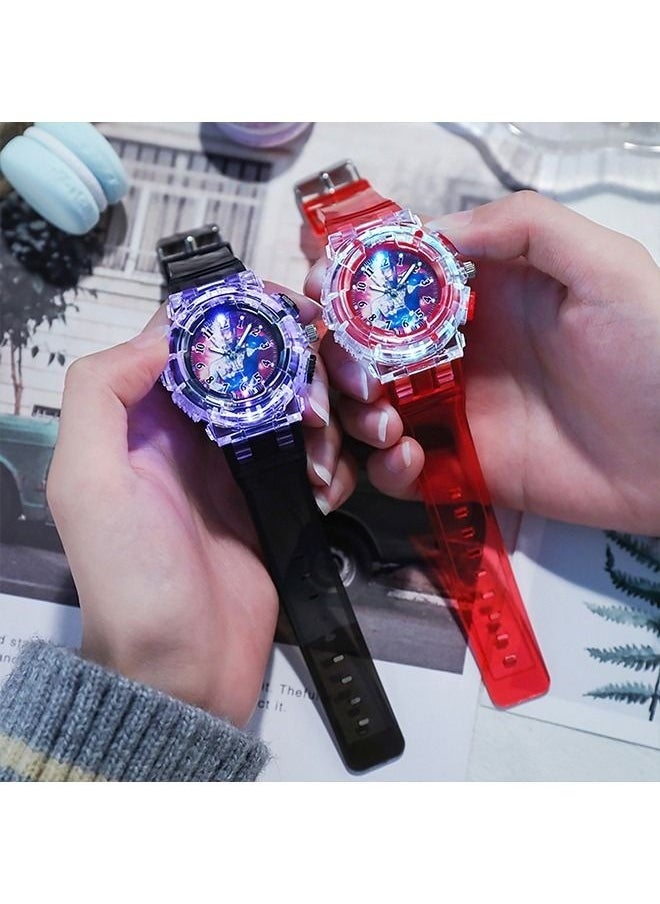 4 Ultraman Watches Boys Girls Watch,Child Watches Luminous Analog Watches for Kids Ages 3-12,Easy to Read Time Leather Wrist Watch Kids Birthday Gifts for Children Age 3+Yrs