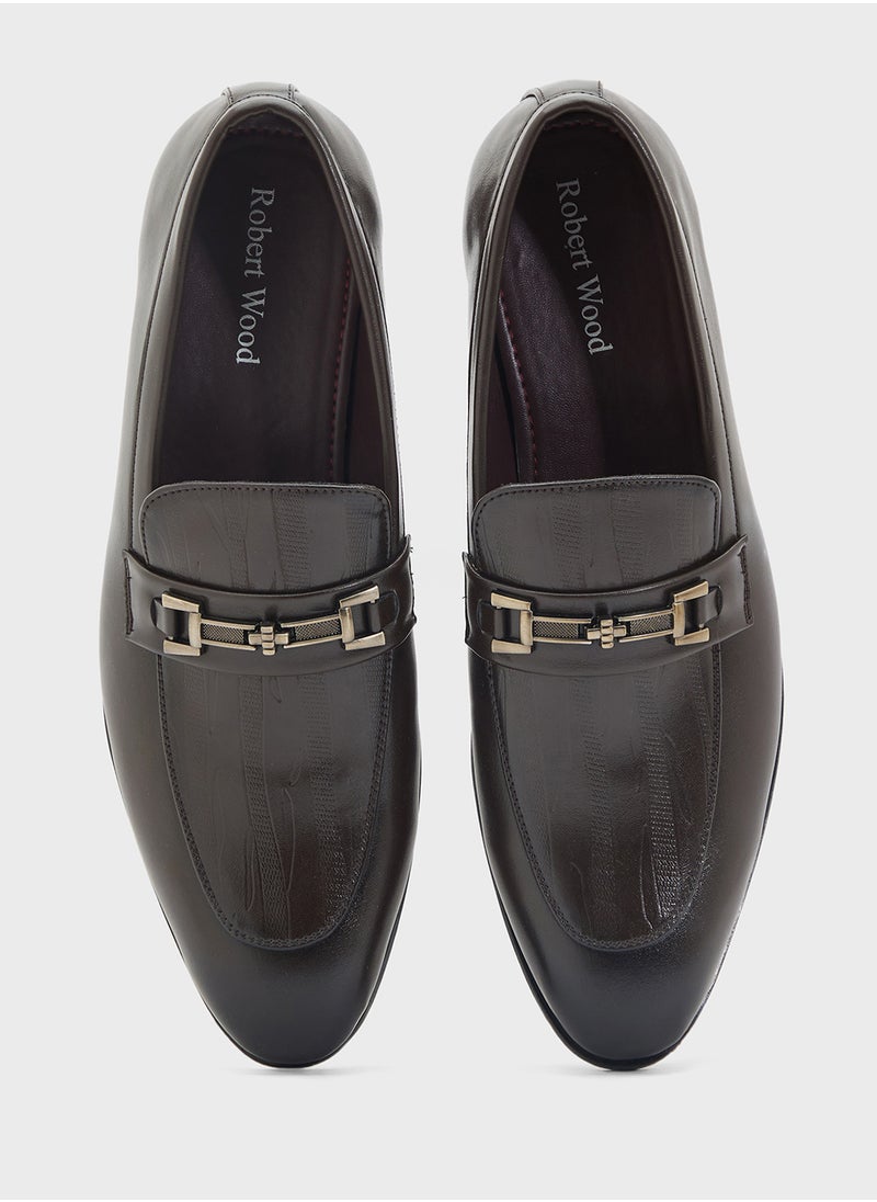 Textured Apron Trim Detail Formal Slip Ons