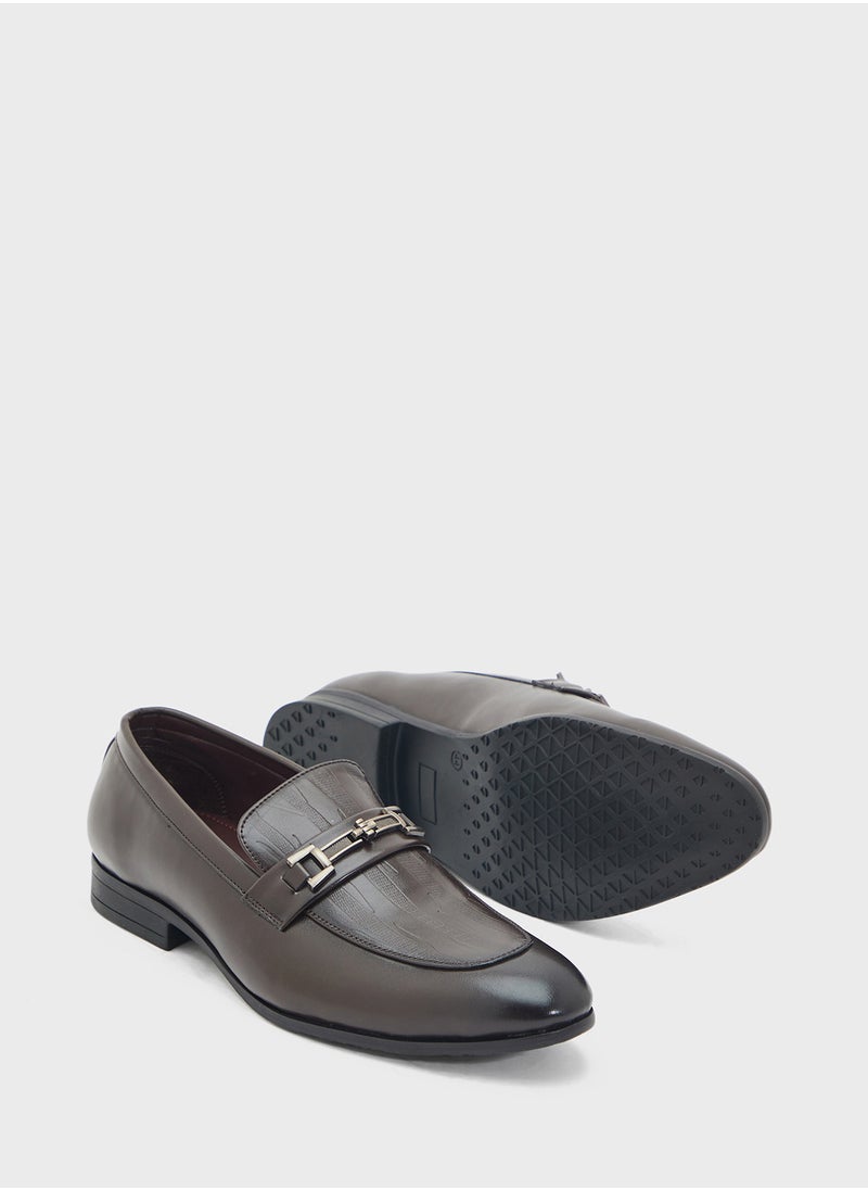 Textured Apron Trim Detail Formal Slip Ons