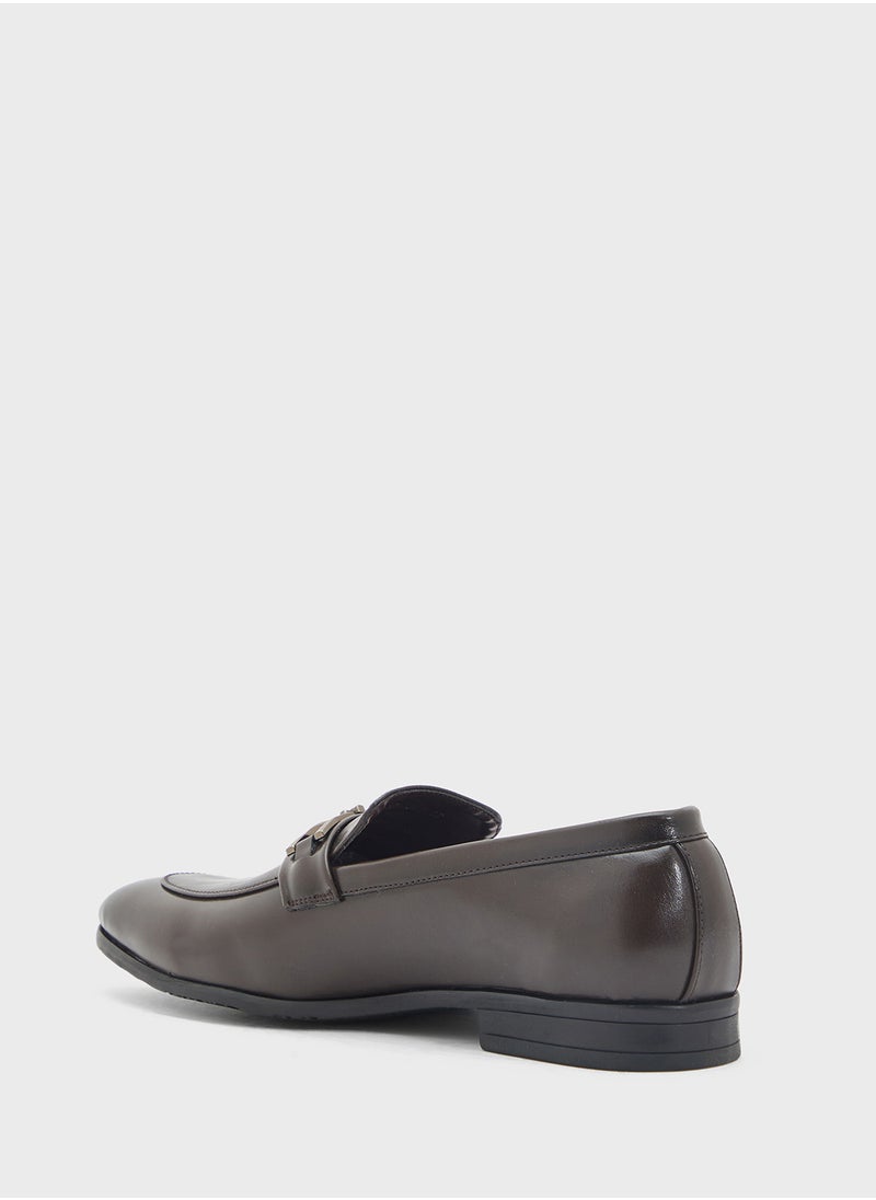 Textured Apron Trim Detail Formal Slip Ons
