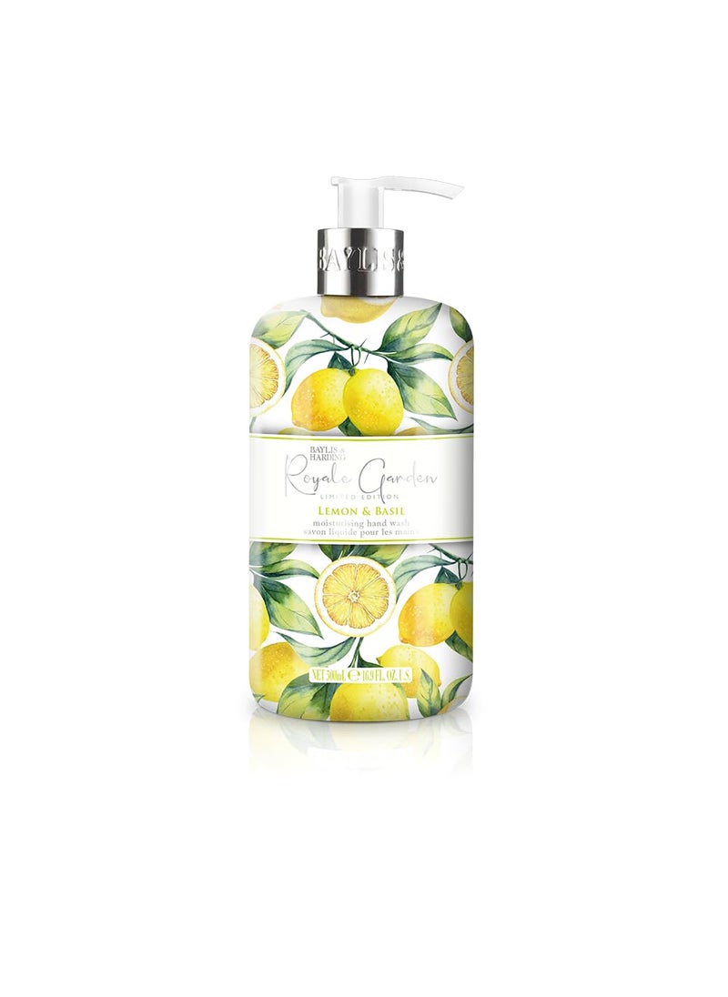 Baylis & Harding Liquid Hand Soap Wash with Dispenser, Royale Garden, Lemon & Basil, 16.9oz/500ml